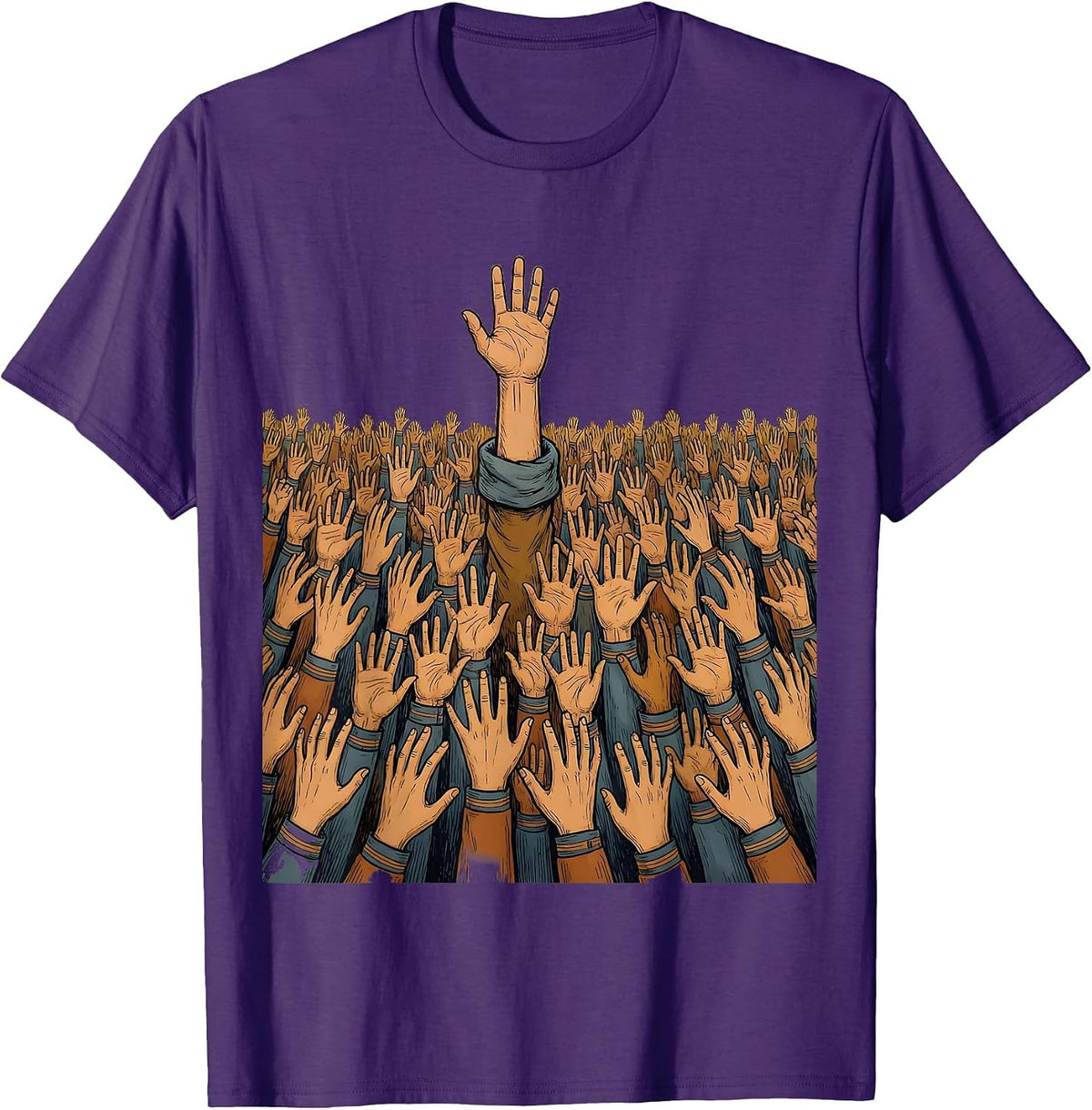 Men's Substitute Teacher Raised Hands Classroom Graphic T-Shirt - Purple
