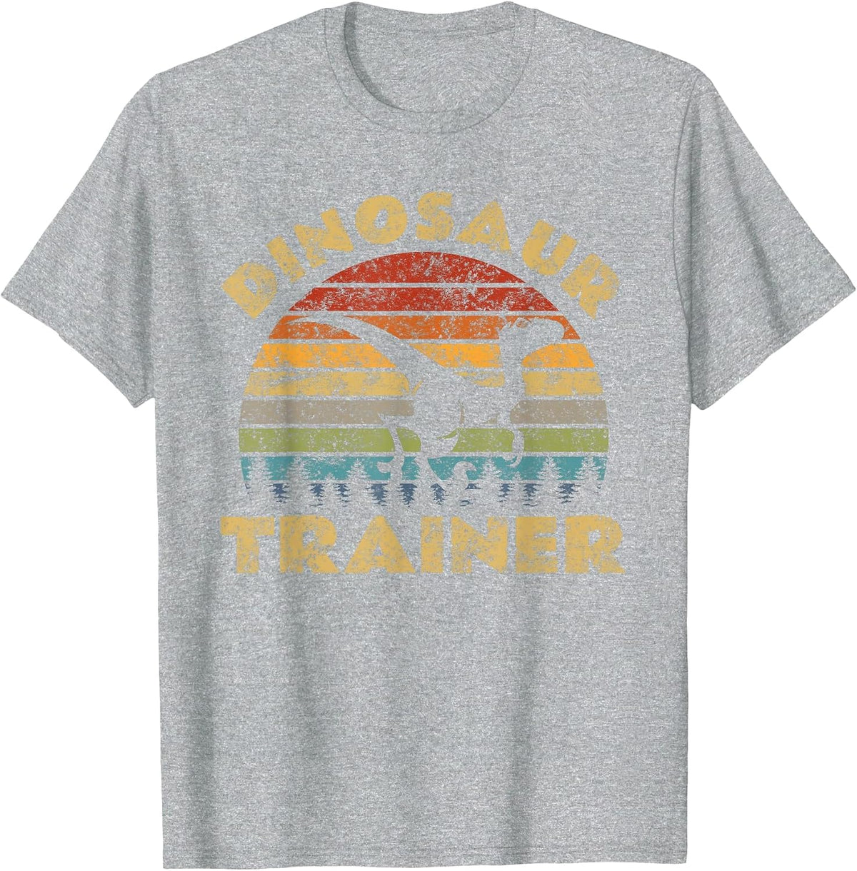 Vintage Dinosaur Trainer Halloween Costume Retro Sunset Dino T-Shirt - Heather Grey