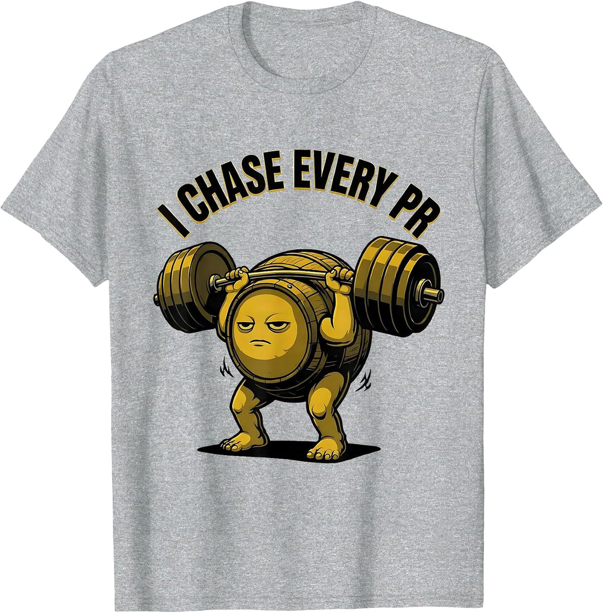 Men's I Chase Every PR Funny Gym Workout Weightlifting Meme T-Shirt - Heather Grey