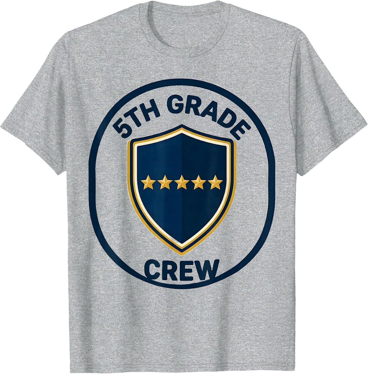 Men's 5th Grade Crew Funny Teacher Back To School Crew T-Shirt - Heather Grey