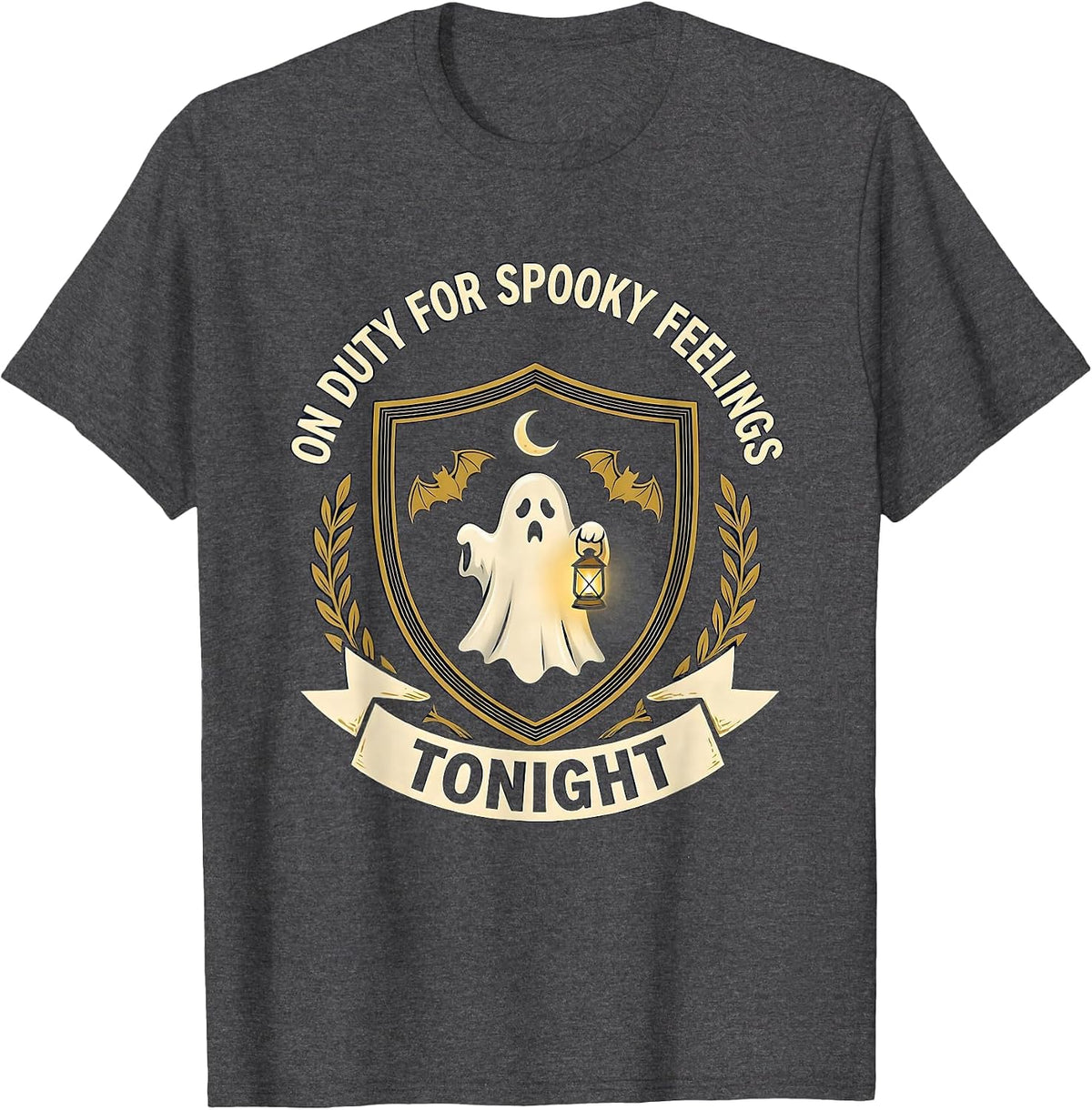 On Duty For Spooky Feelings Tonight Halloween School T-Shirt - Dark Heather Grey