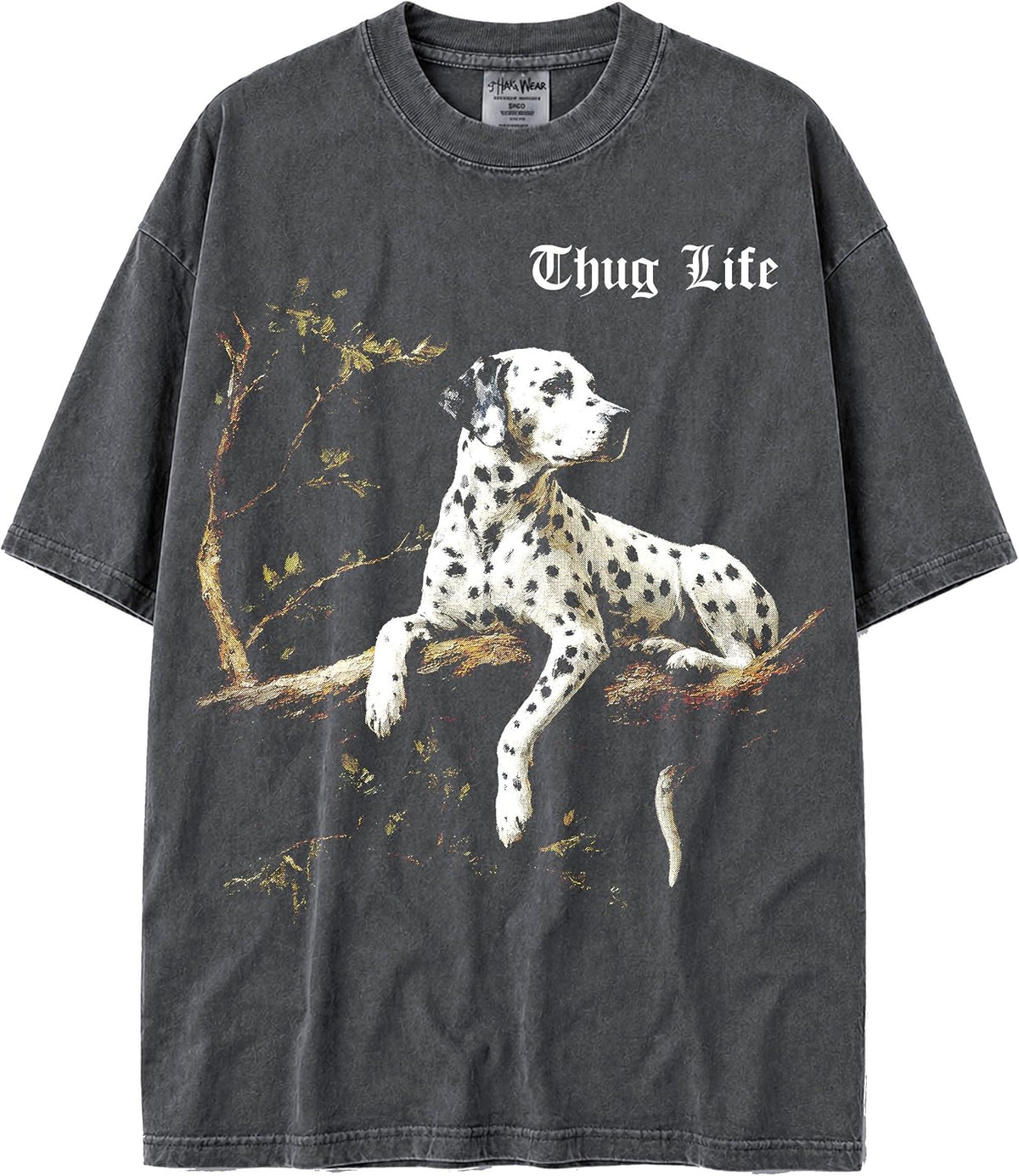 U.S.A MAX-Heavyweight Oversized Shaka Wear Faded Tshirt of Thug Life Dogs and Animals for Men & Women - Dalmatian