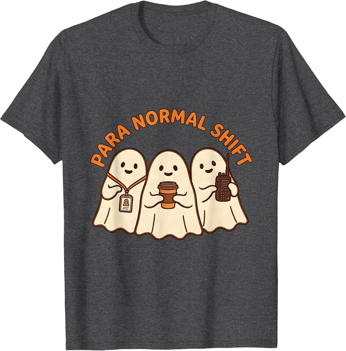 Para Normal Shift Cute Ghost SPED Paraprofessional Halloween T-Shirt - Dark Heather Grey