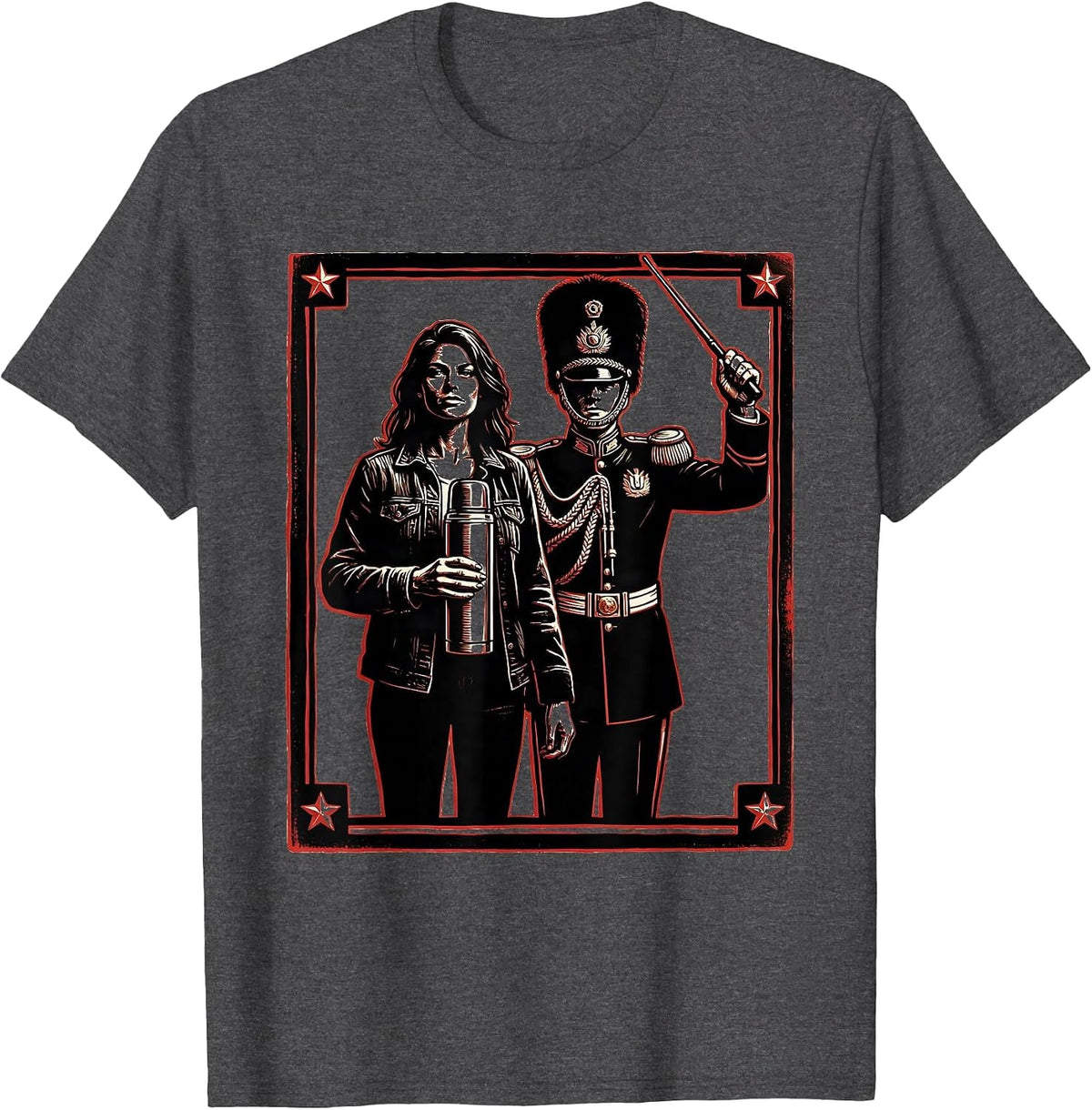 Men's Band Mom Coffee Thermos Drum Major Illustration T-Shirt - Dark Heather Grey