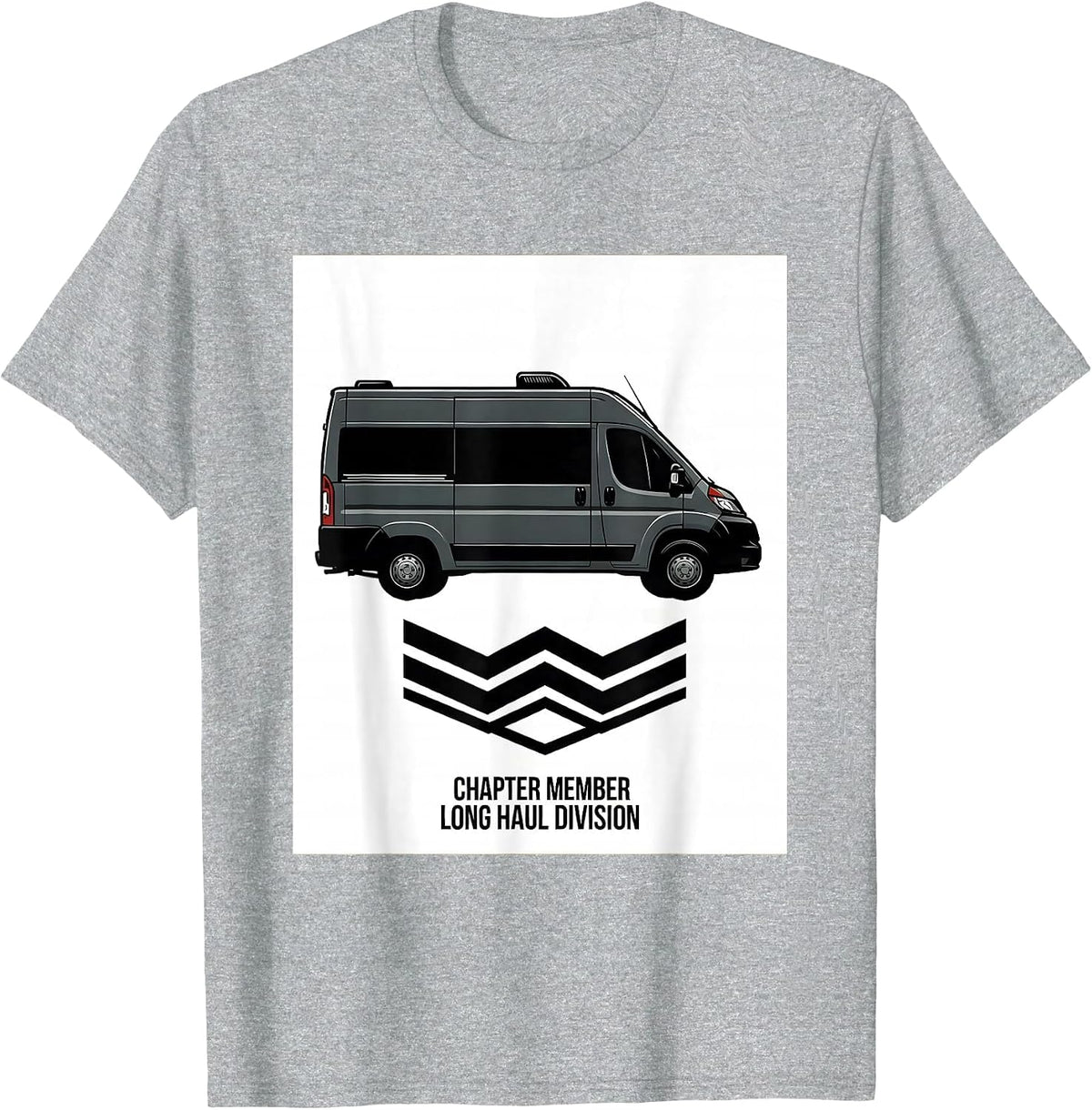 Men's Chapter Member Long Haul Division Retro Van Life Nomad Humor T-Shirt - Heather Grey