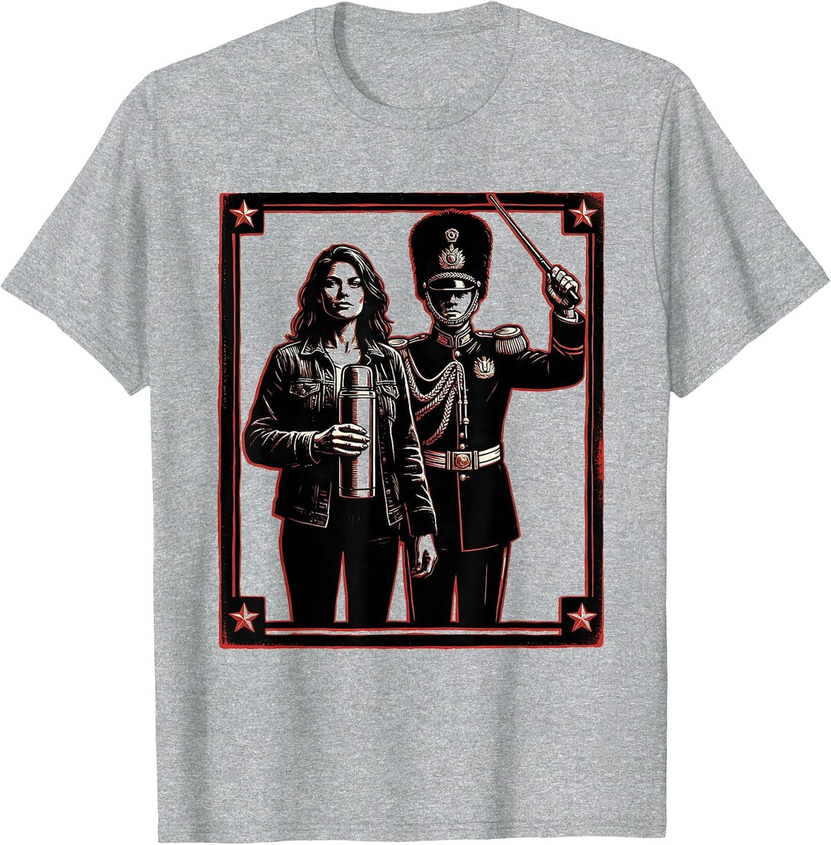 Men's Band Mom Coffee Thermos Drum Major Illustration T-Shirt - Heather Grey