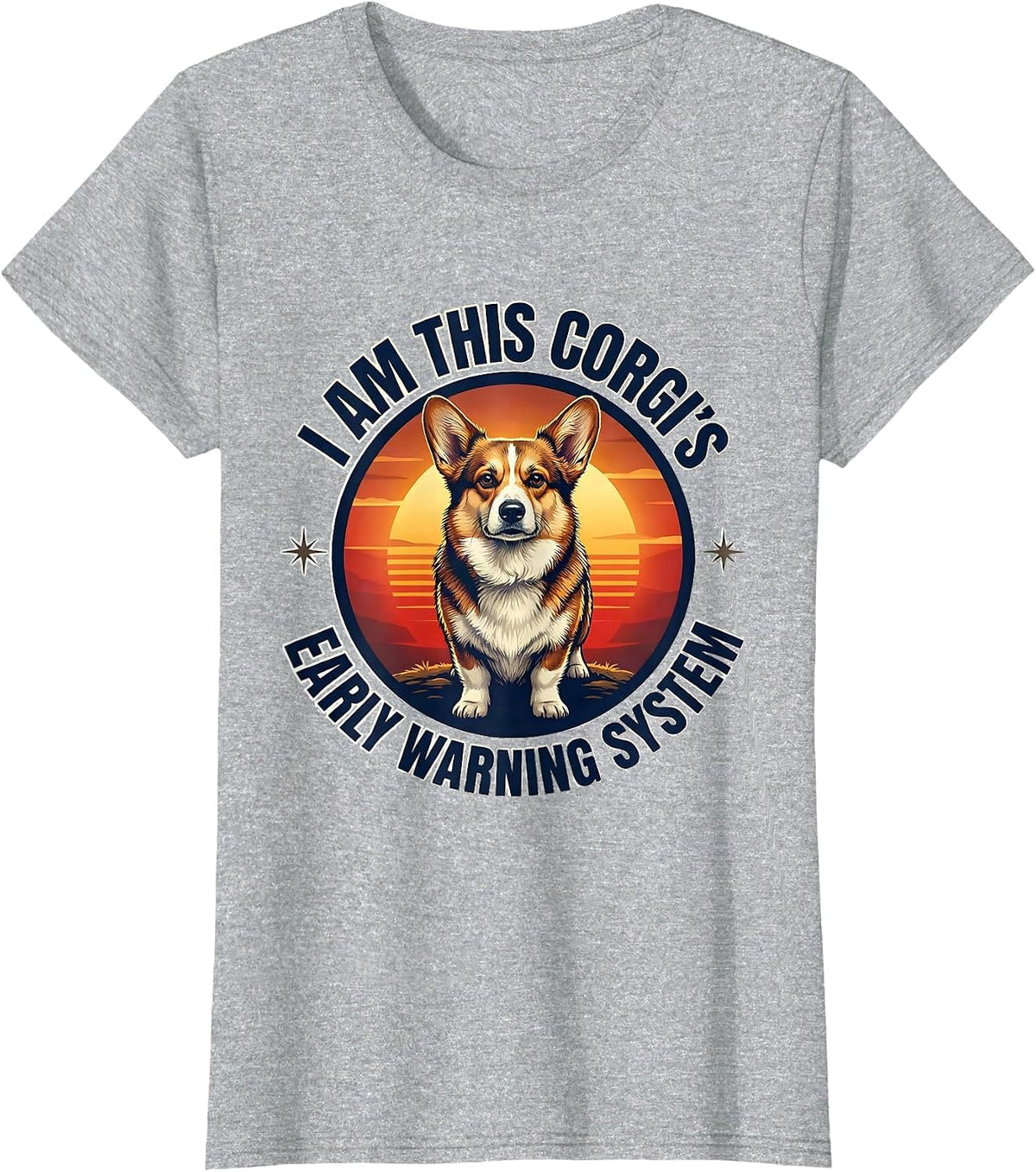 I Am This Corgi's Early Warning System Funny Corgi Dog Owner T-Shirt - Heather Grey