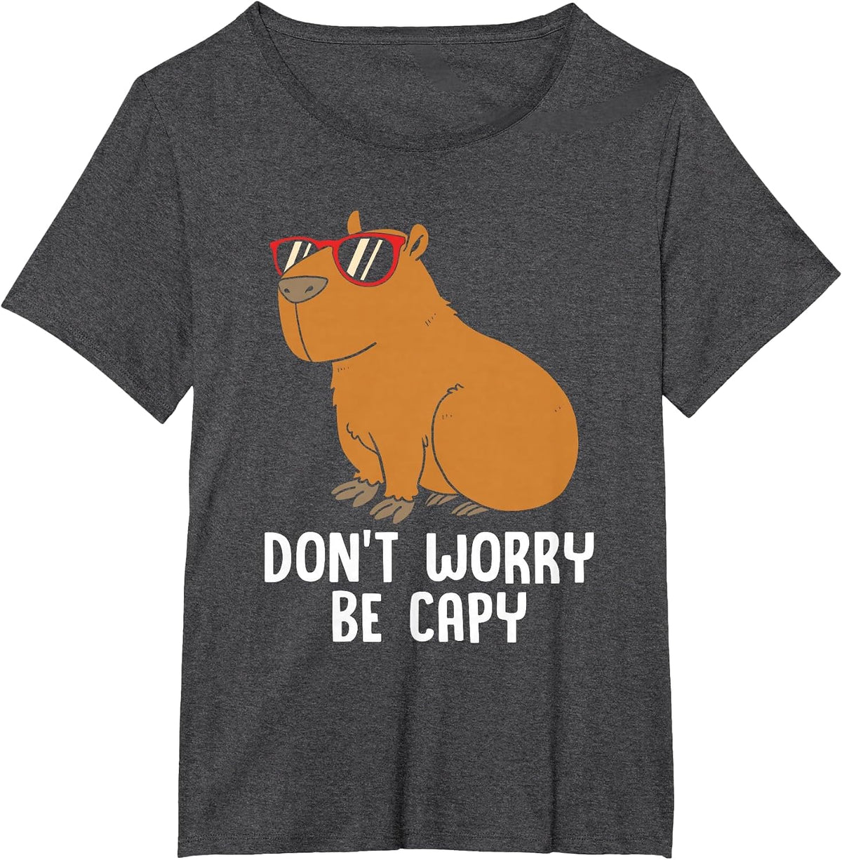 Funny Capybara for Kids Dont Be Worry Be Capy T-Shirt - Dark Heather Grey