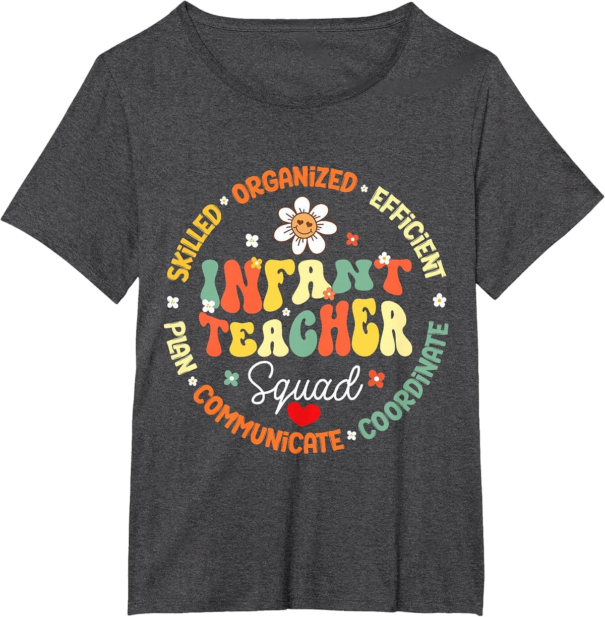 Infant Room Squad Teacher Matching Funny Back to School T-Shirt - Dark Heather Grey
