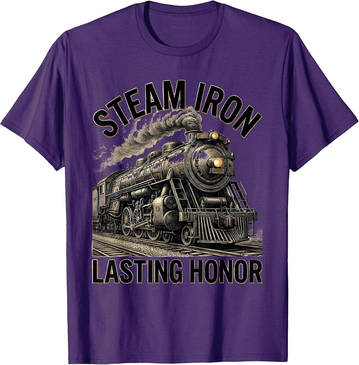 Men's Steam Iron Lasting Honor Big Boy 4014 Steam Locomotive Train T-Shirt - Purple