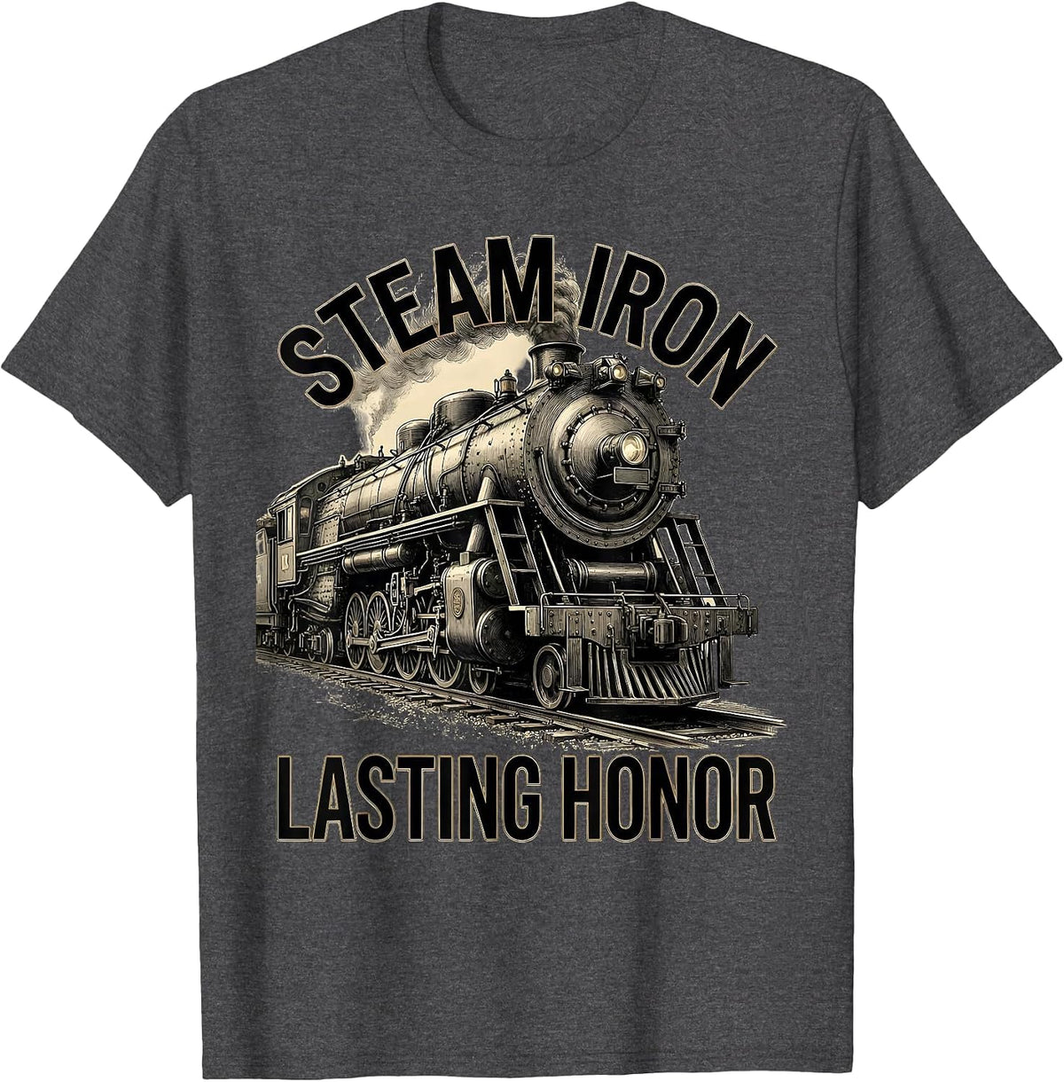 Steam Iron Lasting Honor Big Boy 4014 Steam Locomotive Train T-Shirt - Dark Heather Grey