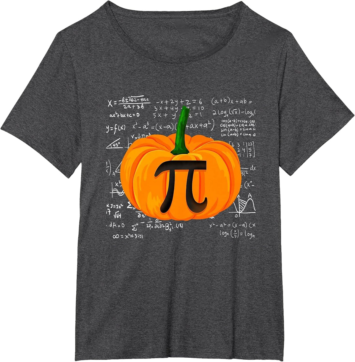 Pumpkin Pie Math Funny Halloween Thanksgiving Pi Day T-Shirt - Dark Heather Grey