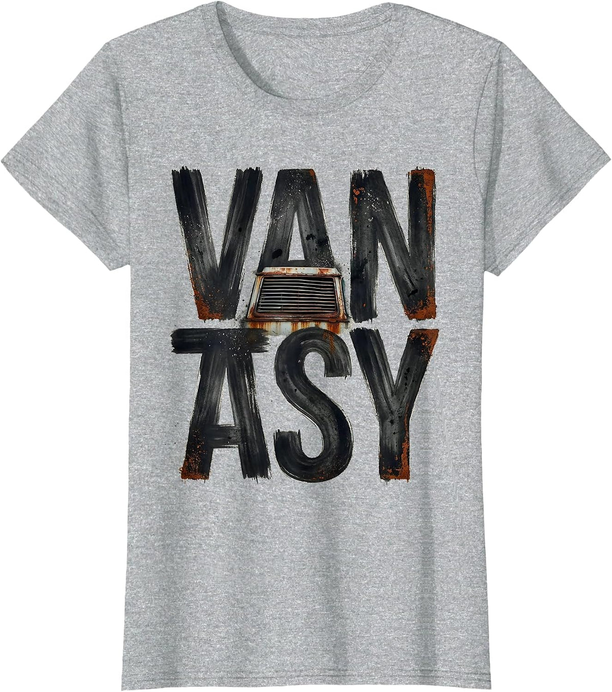 Women's Vantasy Retro Van Life Van Enthusiast Road Trip T-Shirt - Heather Grey