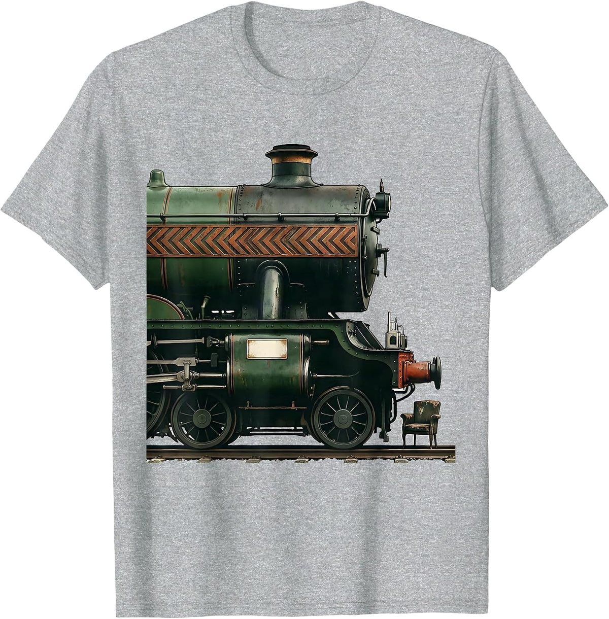 Men's Steam Locomotive Vintage Train Enthusiast Gift T-Shirt - Heather Grey