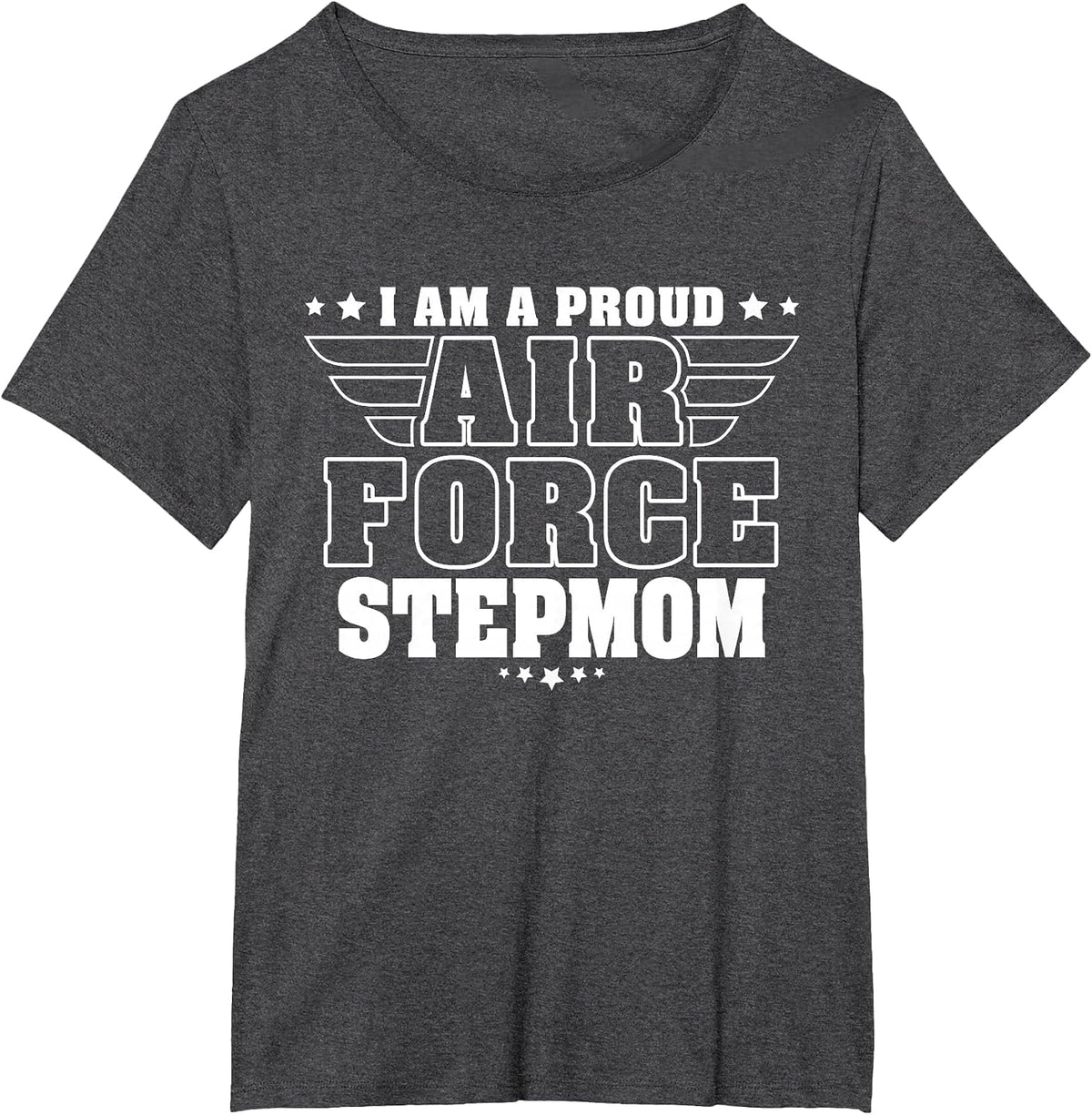 Proud Air Force Stepmom Patriotic Pride Military Stepmother T-Shirt - Dark Heather Grey