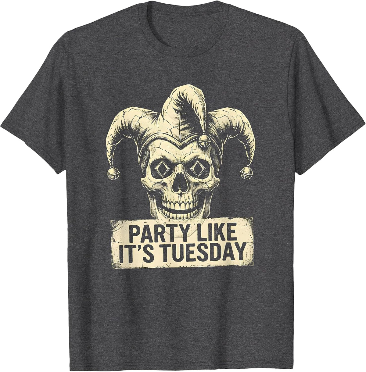 Party Like It's Tuesday Mardi Gras Design T-Shirt - Dark Heather Grey