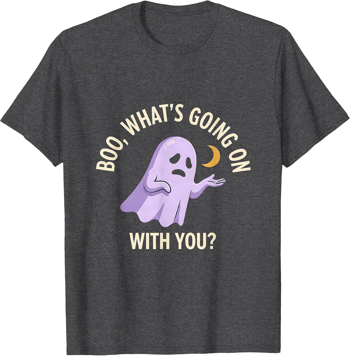 Men's Boo What's Going On With You Funny Halloween School T-Shirt - Dark Heather Grey
