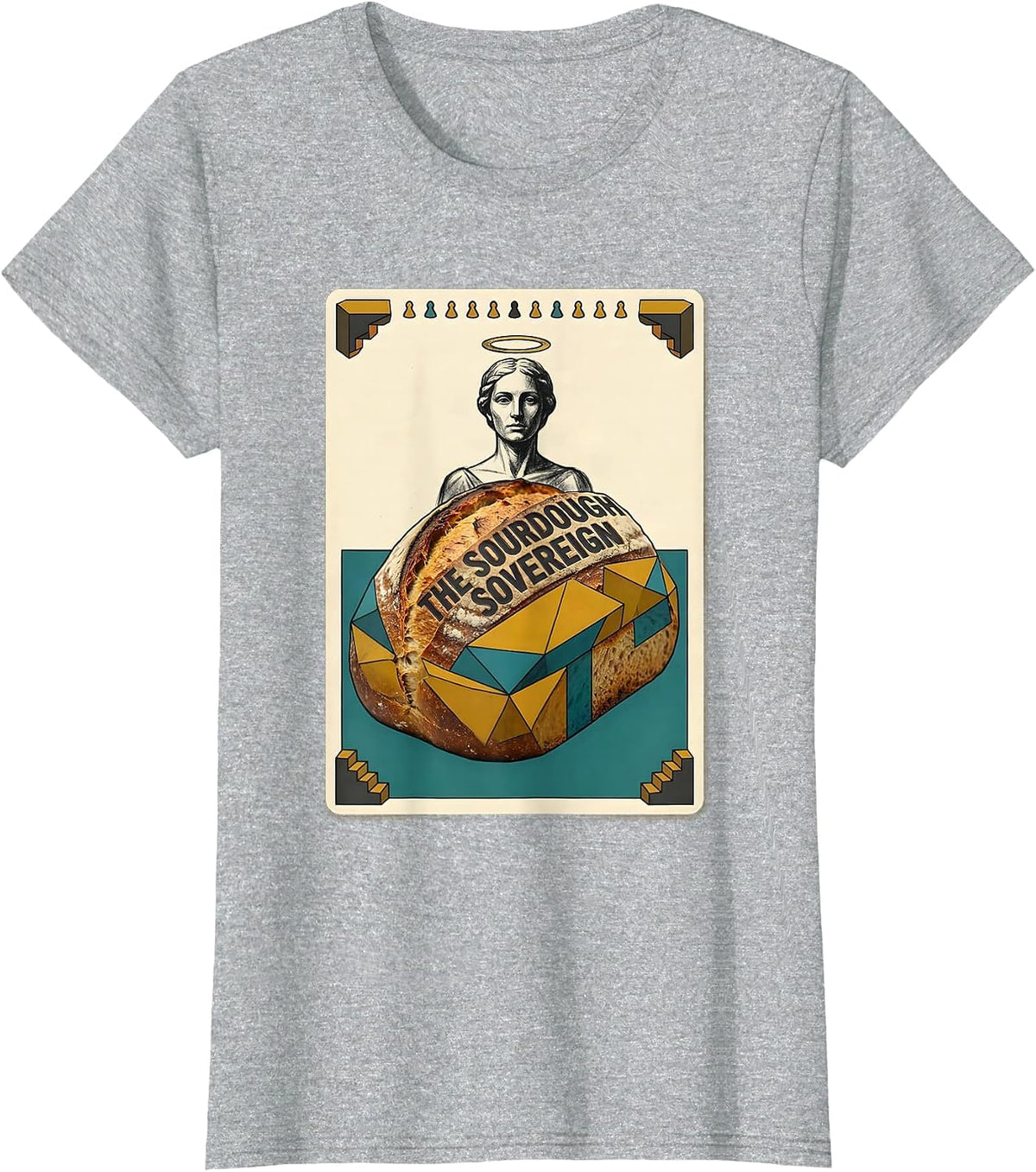 The Sourdough Sovereign Midcentury Modern Parody Tarot Card T-Shirt - Heather Grey