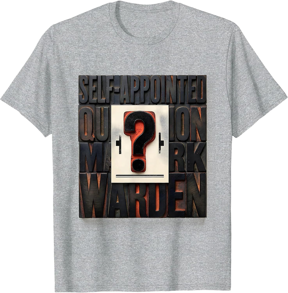 Men's Self-Appointed Question Mark Warden Funny Grammar Teacher T-Shirt - Heather Grey