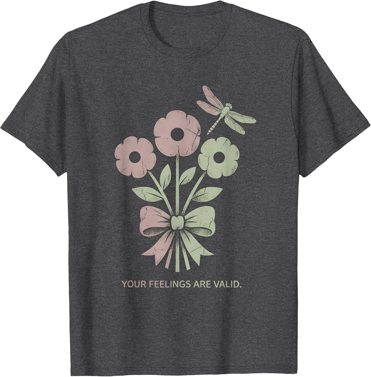 Men's Your Feelings Are Valid Mental Health Awareness Design T-Shirt - Dark Heather Grey