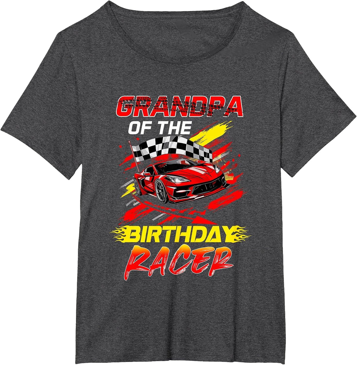 Grandpa of The Birthday Racer Race Car Party Family Matching T-Shirt - Dark Heather Grey