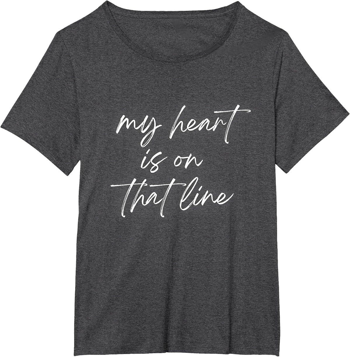 My Heart is on that Line | Offensive Lineman Mom | Football T-Shirt - Dark Heather Grey