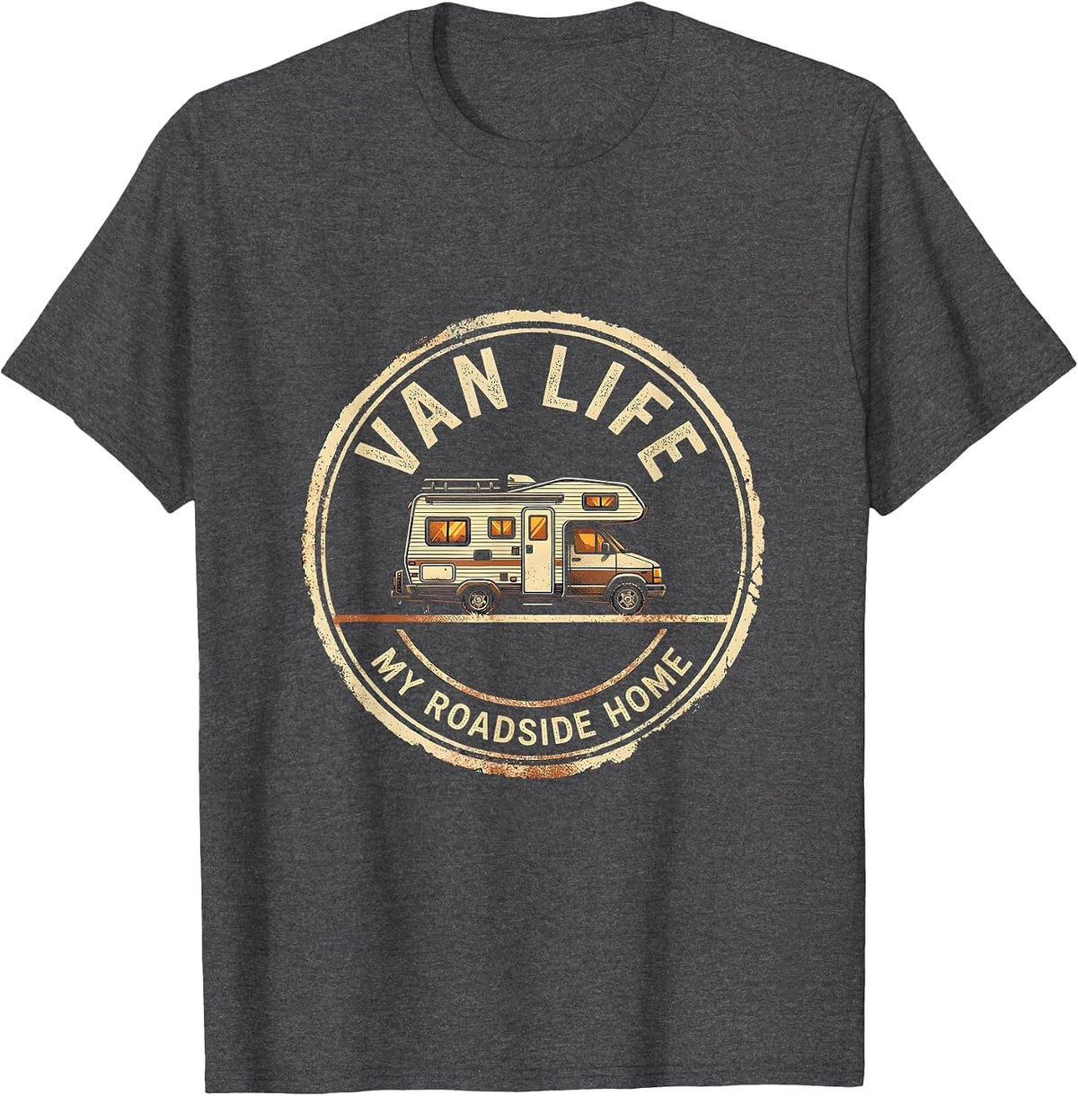 Van Life My Roadside Home Retro Camper Vanlife Nomad Pride T-Shirt - Dark Heather Grey