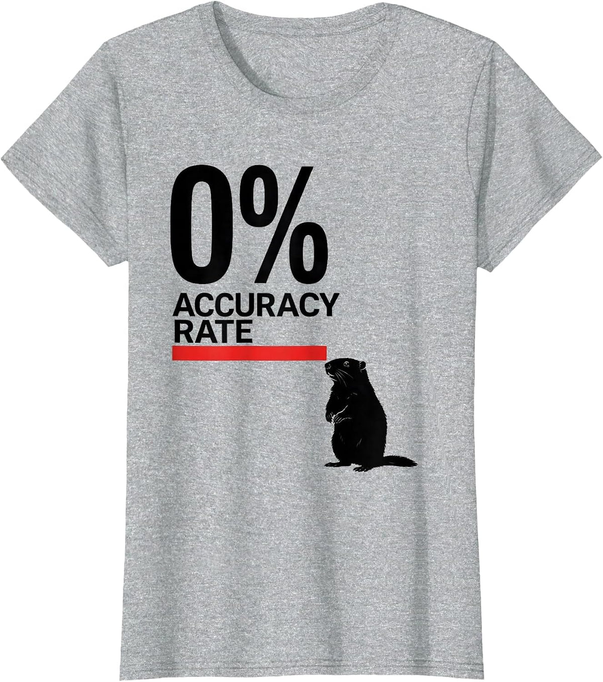 Zero Percent Accuracy Rate Funny Groundhog Day Humor T-Shirt - Heather Grey