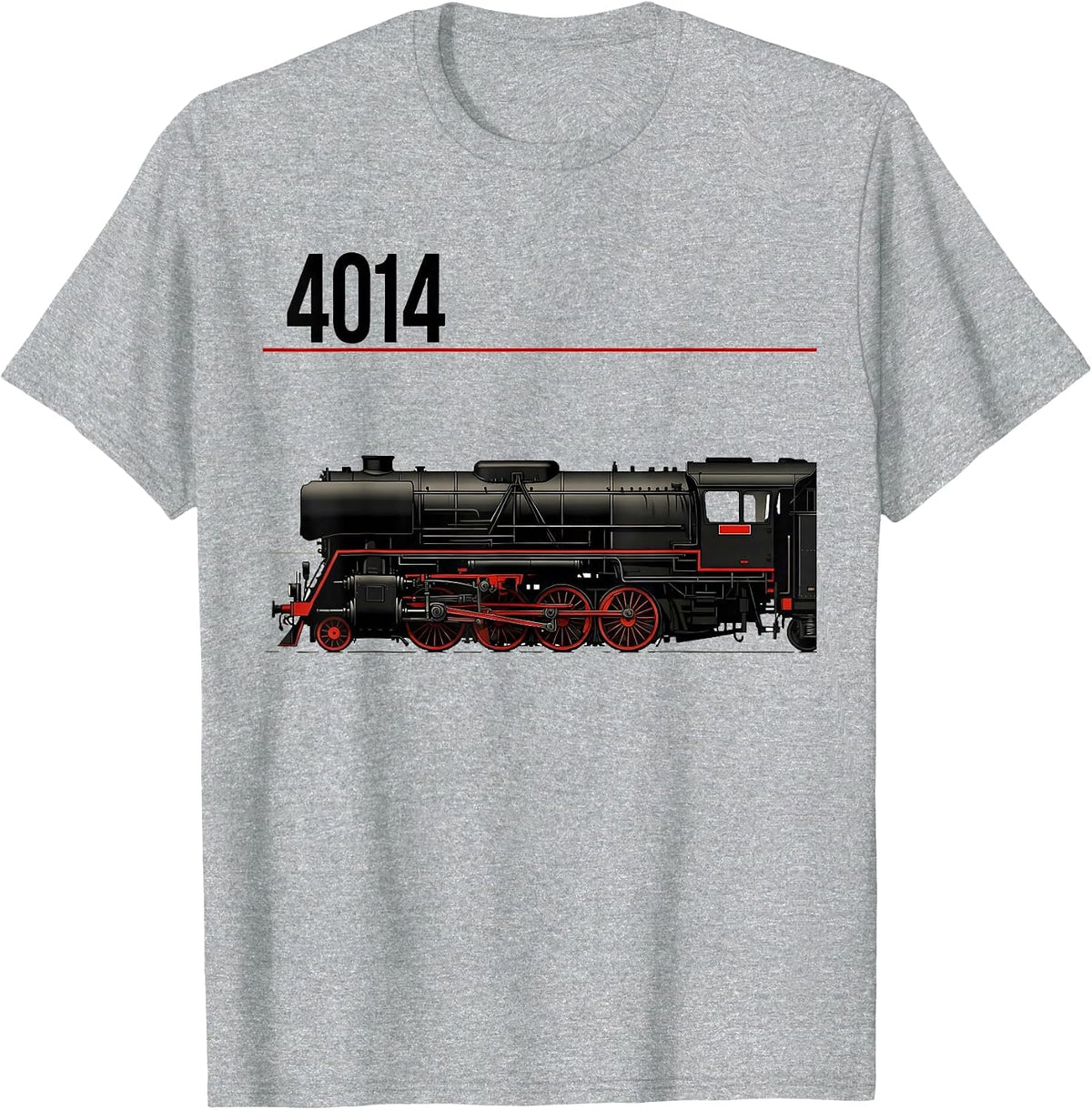 Men's 4014 Vintage Steam Locomotive Railroad Enthusiast Hobby Wear T-Shirt - Heather Grey