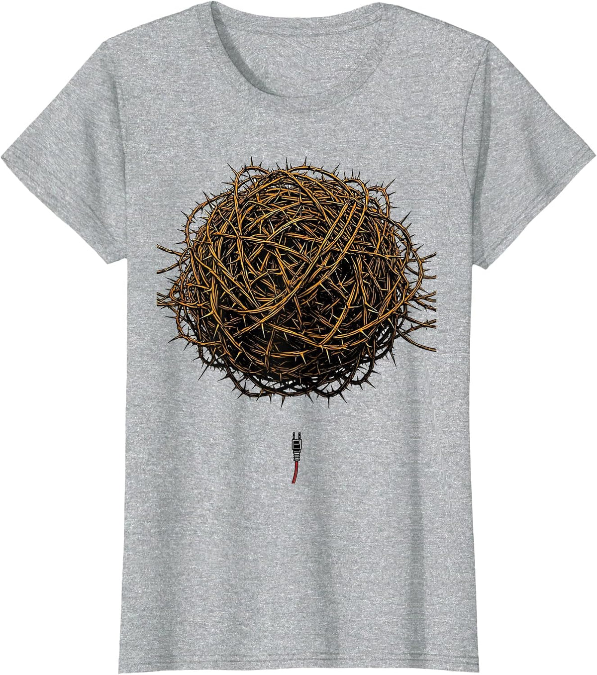Women's Antenna Wire Tangled Ham Radio Operator Humor T-Shirt - Heather Grey