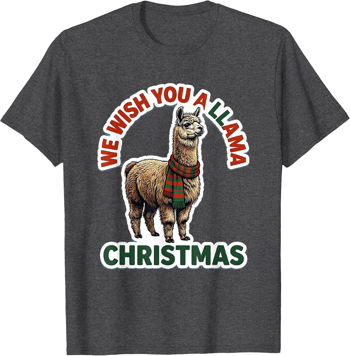 Men's We Wish You A Llama Christmas Funny Llama Lover Gift T-Shirt - Dark Heather Grey