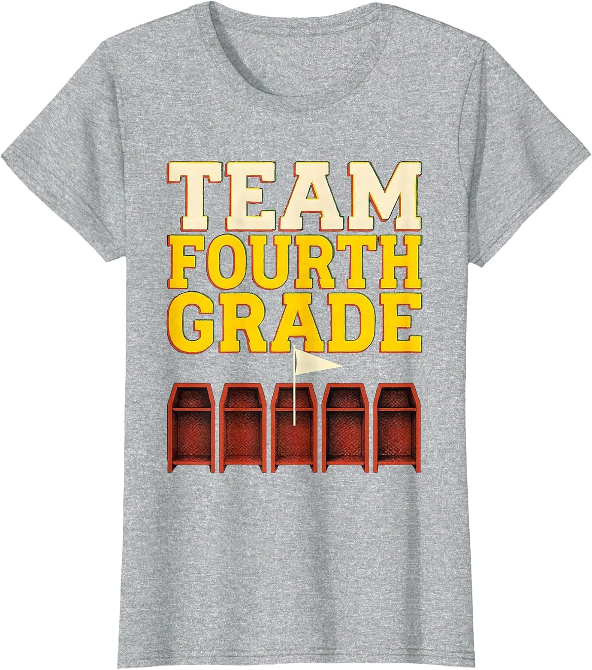 Women's Team Fourth Grade Screenprint Back To School Student Teacher T-Shirt - Heather Grey