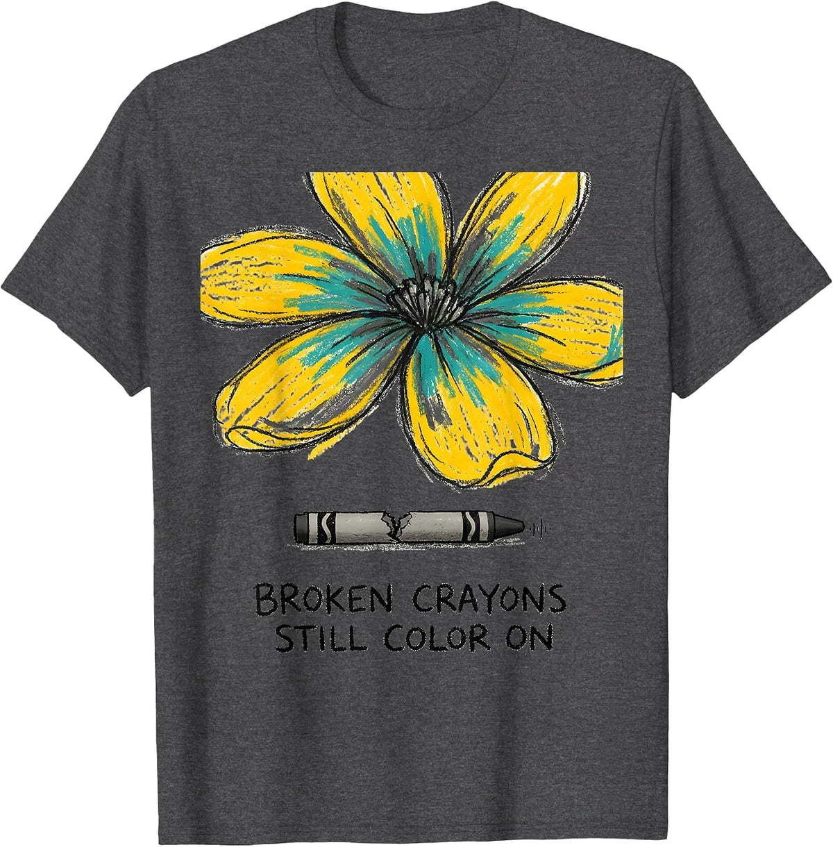 Men's Broken Crayons Still Color On Mental Health Awareness T-Shirt - Dark Heather Grey