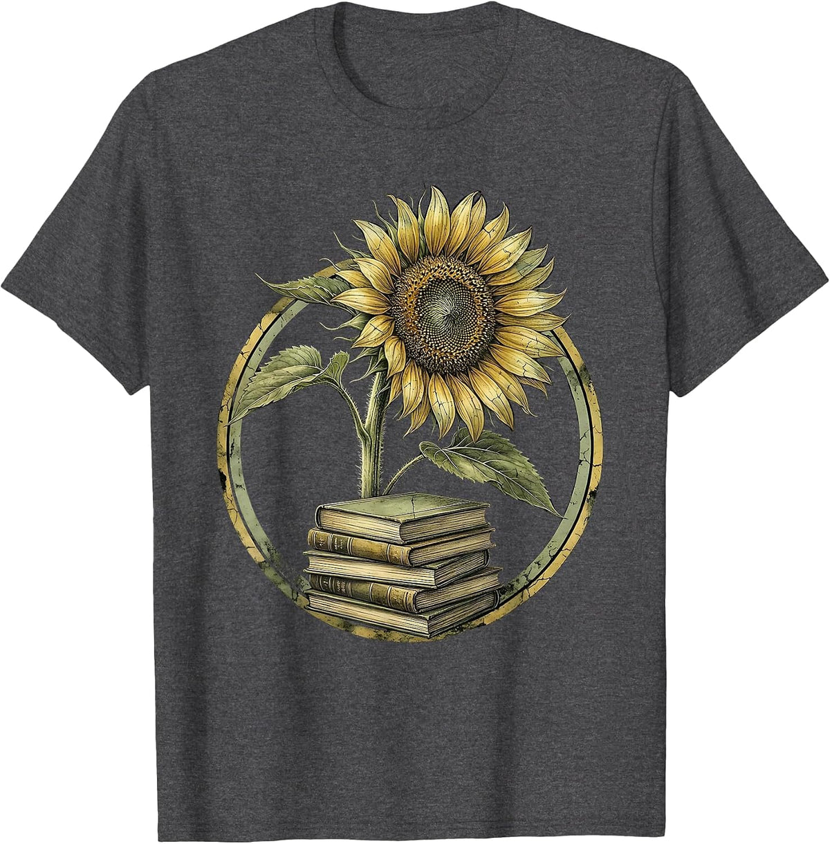 Men's Paraprofessional Sunflower Books Graphic Tee T-Shirt - Dark Heather Grey