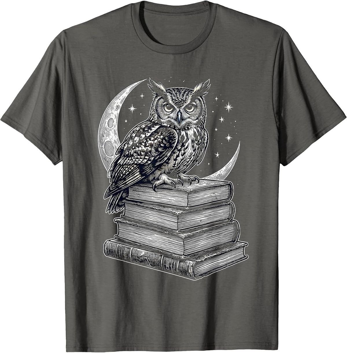 Men's Paraprofessional Owl on Textbooks Night Design T-Shirt - Asphalt Grey