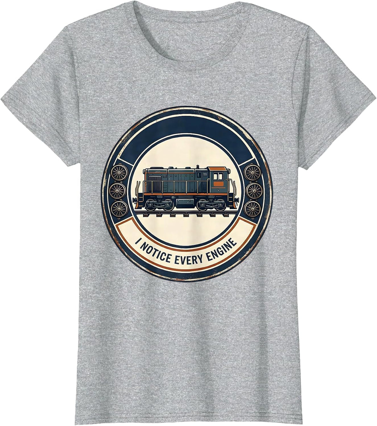 Women's I Notice Every Engine Funny Train Enthusiast Model Railroad T-Shirt - Heather Grey