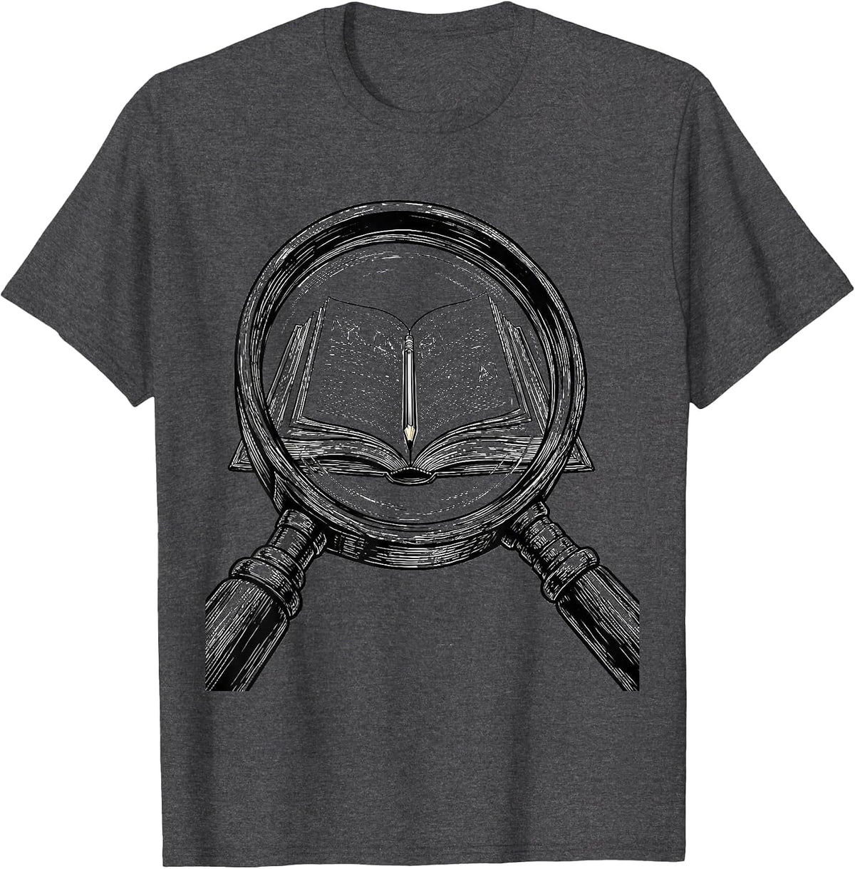 Paraprofessional Magnifying Glass Textbook Design T-Shirt - Dark Heather Grey