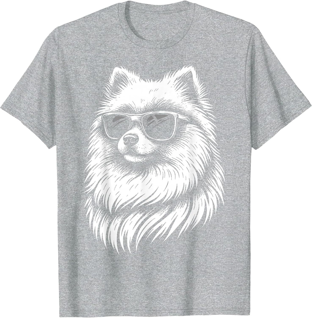 Pomeranian Sunglasses T-Shirt - Heather Grey