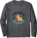 Capybara Vibes Only - Just Chillin' Relaxed Animal Shirt Long Sleeve T-Shirt - Adult Unisex Dark Heather Grey
