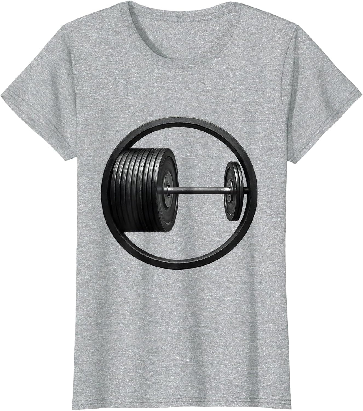 Women's Barbell Plate Imbalance Minimalist Gym Humor Weightlifting T-Shirt - Heather Grey