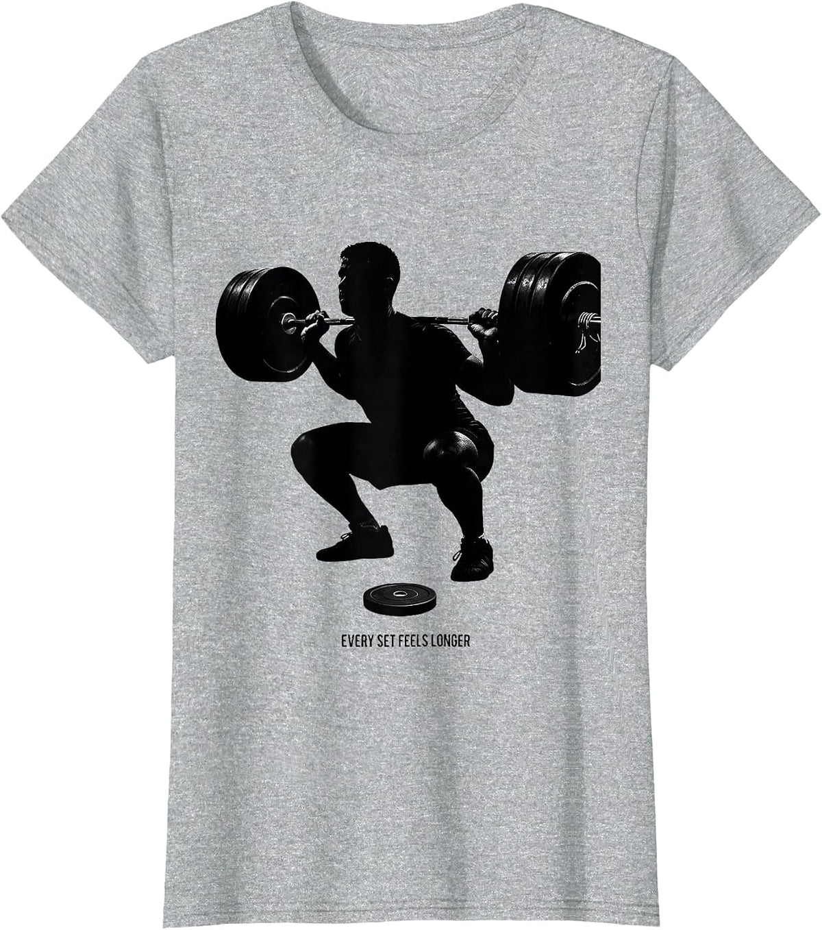 Women's Every Set Feels Longer Monochromatic Gym Humor Weightlifting T-Shirt - Heather Grey