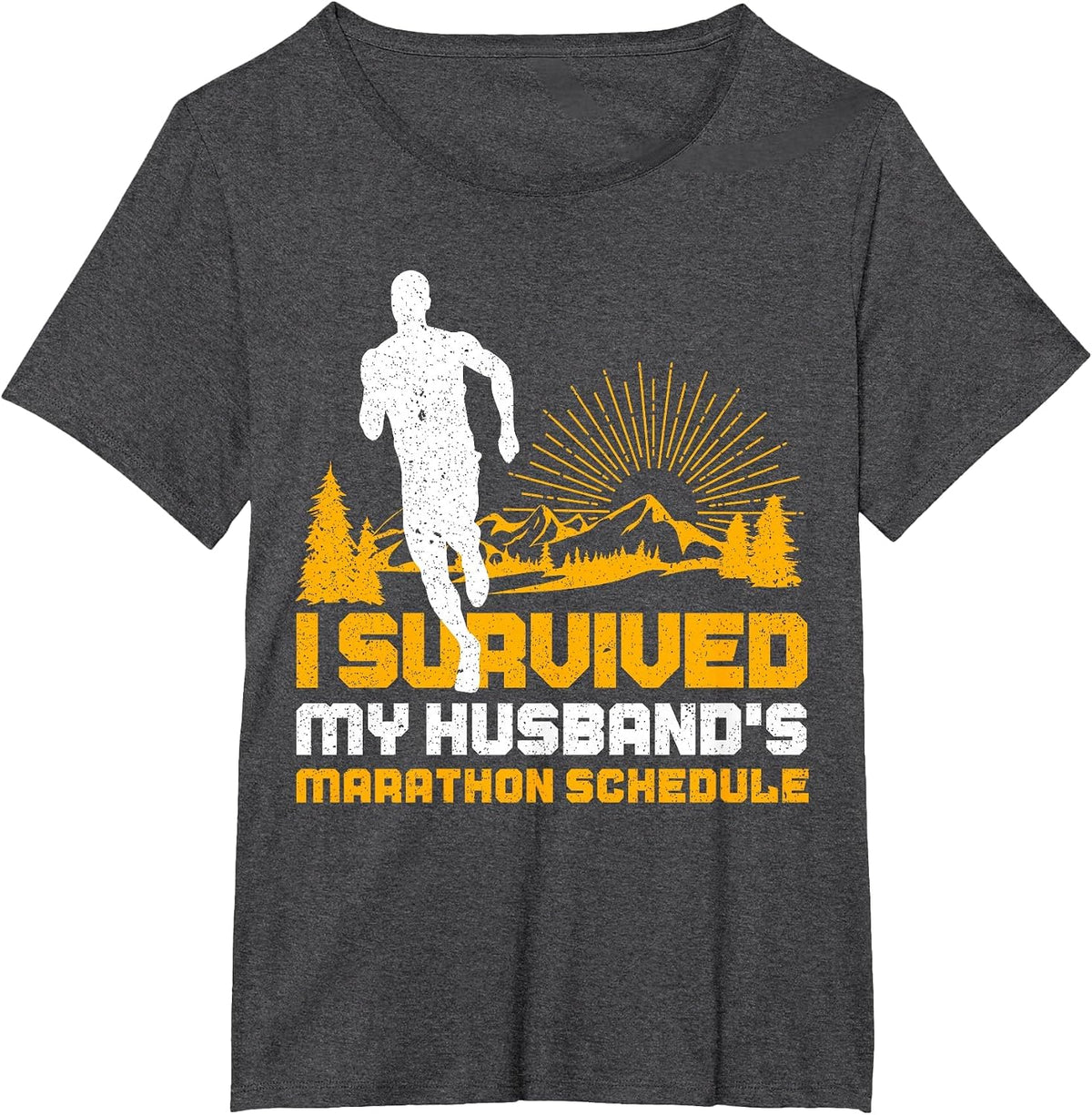 Wife of Marathon Runner Funny Running Run Athlete Gag Outfit T-Shirt - Dark Heather Grey