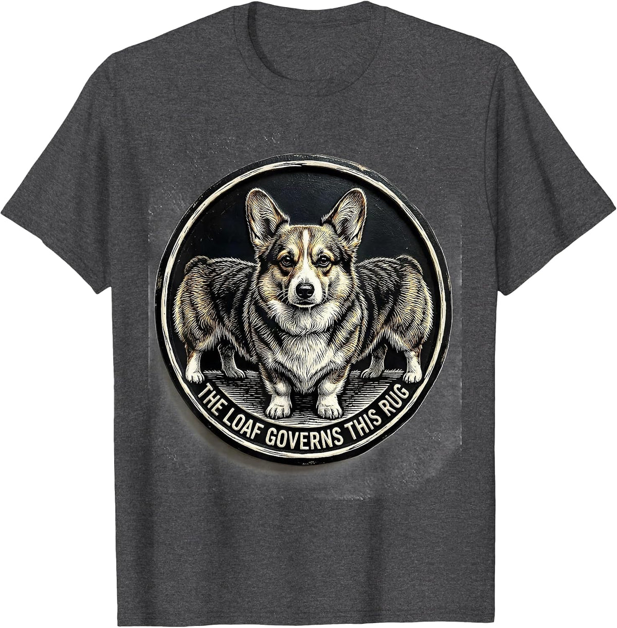 The Loaf Governs This Rug Funny Corgi Dog Lover Humor T-Shirt - Dark Heather Grey