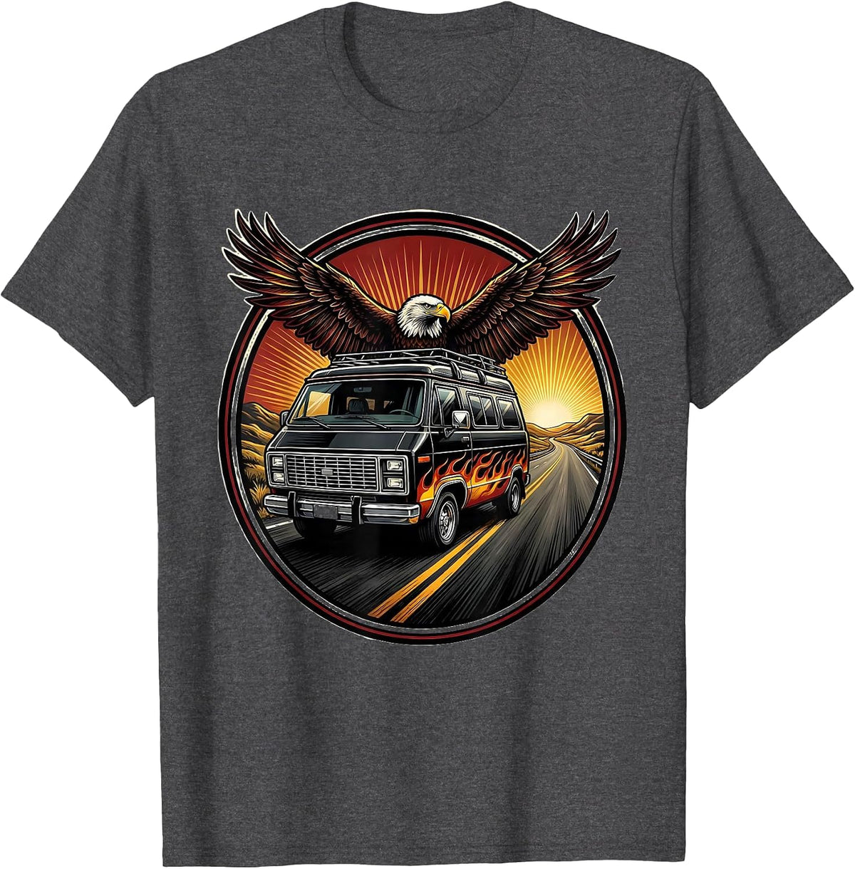 Men's Vintage Tour Van Open Highway Graphic T-Shirt - Dark Heather Grey