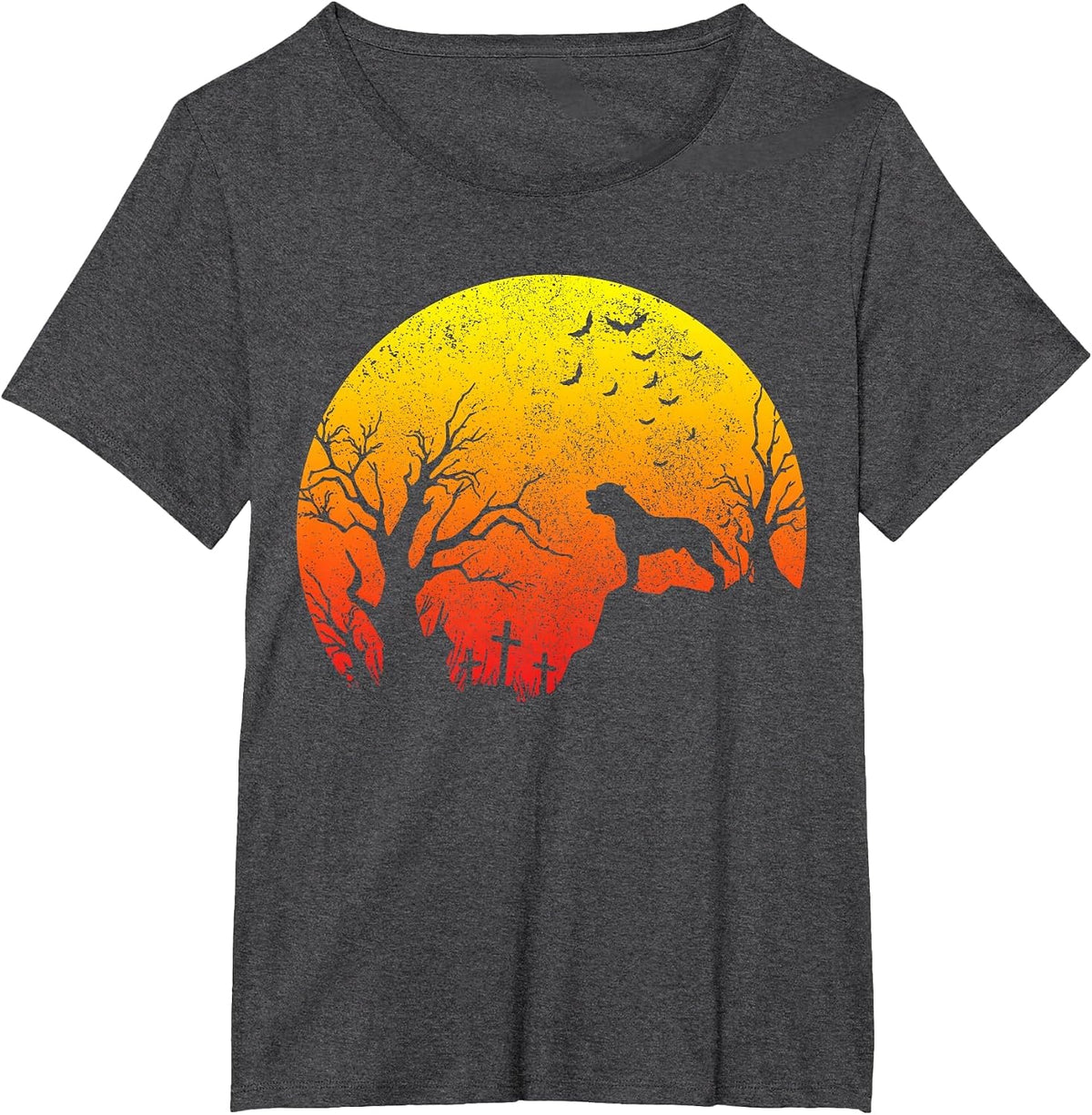Pitbull Halloween Dog Funny Vintage Pitbull Dad Mom T-Shirt - Dark Heather Grey