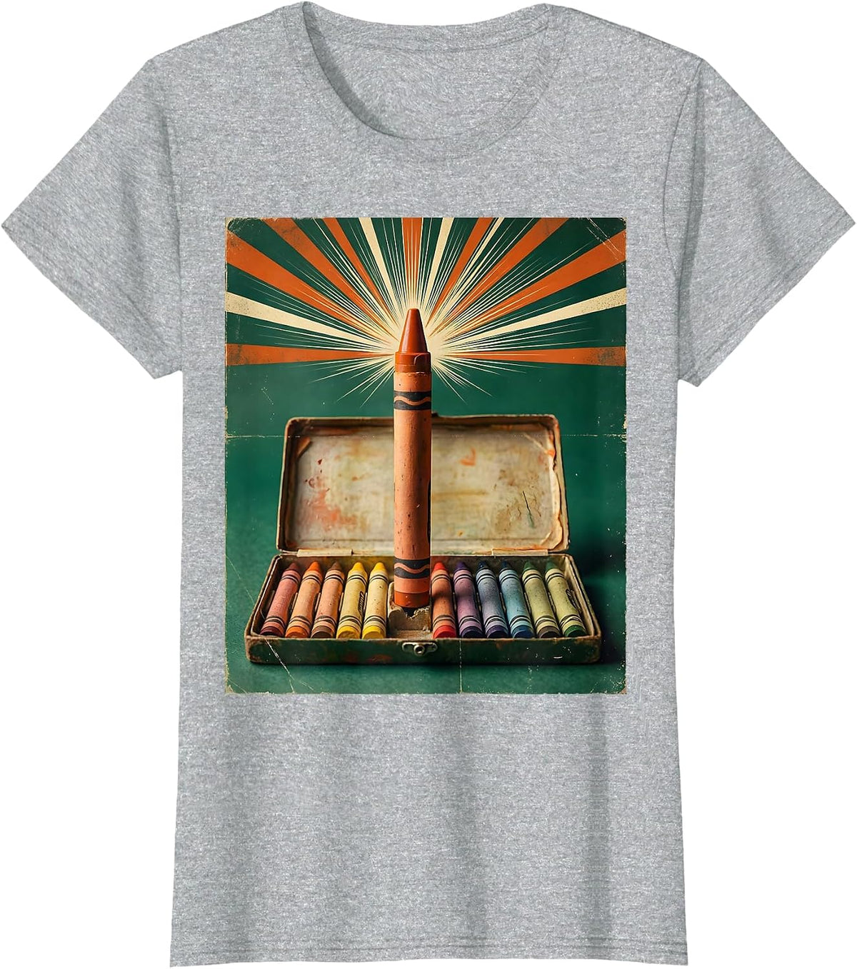 Paraprofessional Crayon Torch Graphic Tee T-Shirt - Heather Grey