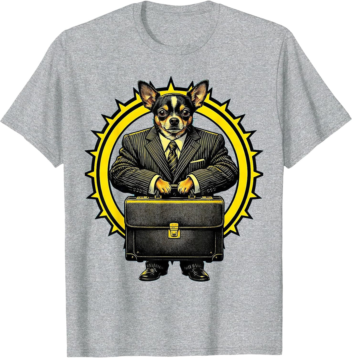 Men's Chihuahua Boss Funny Meme Graphic T-Shirt - Heather Grey