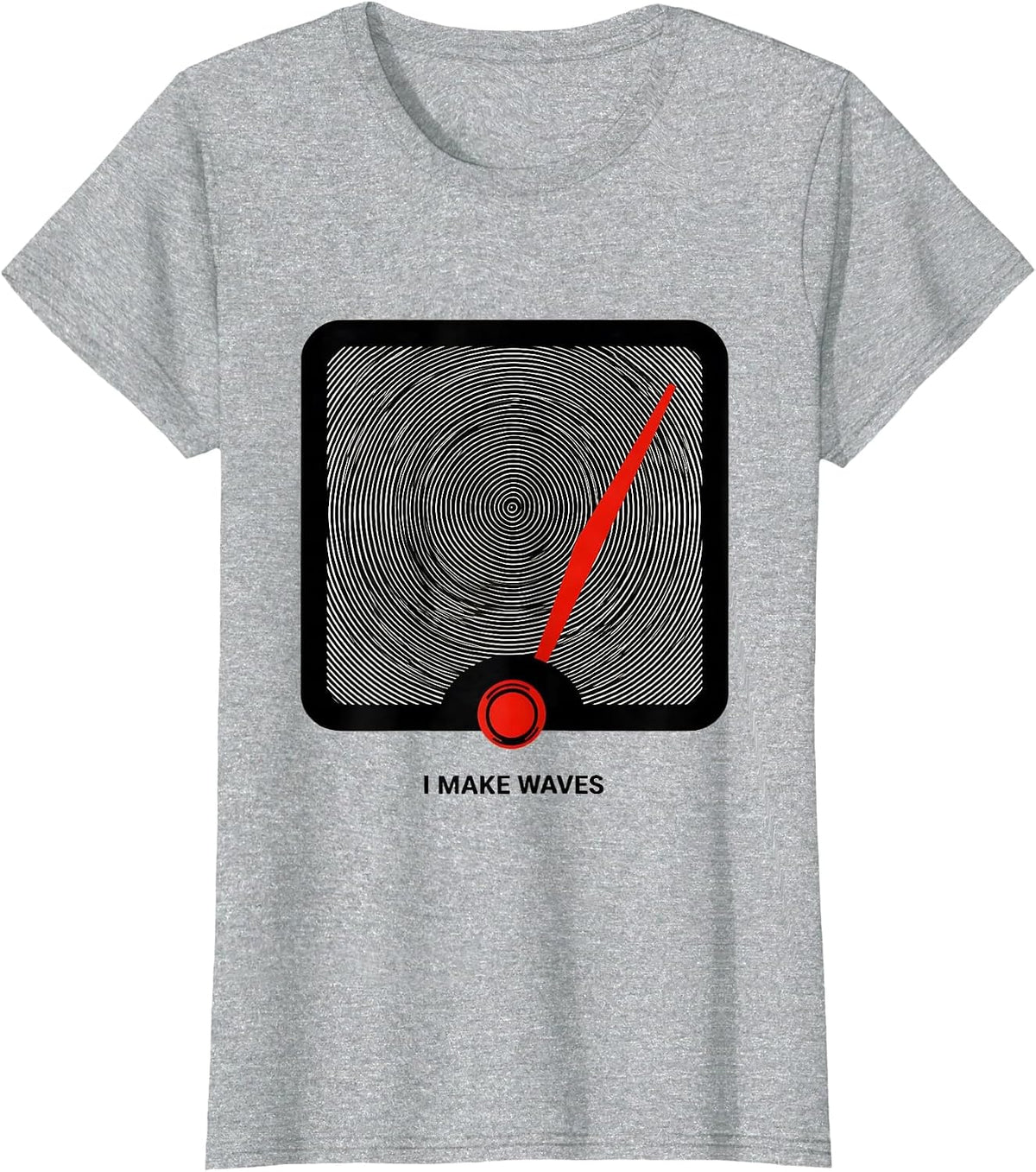 Women's I Make Waves Op Art Moiré Ham Radio Operator Hobby Humor T-Shirt - Heather Grey