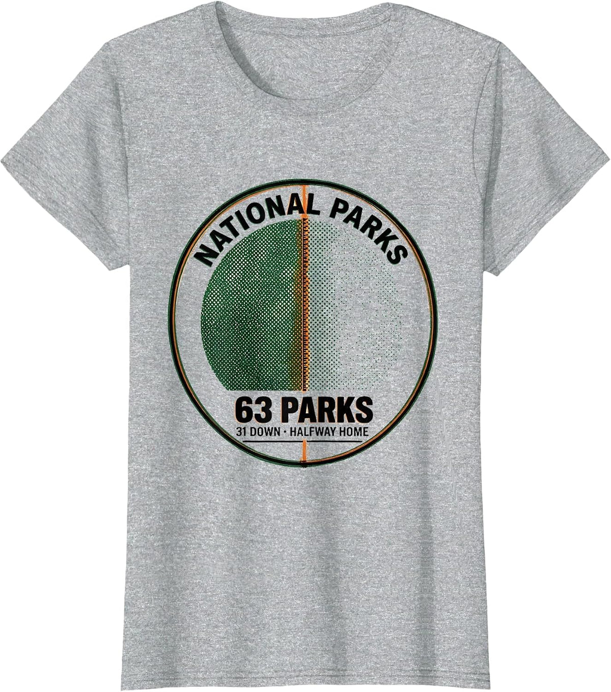 63 Parks 31 Down Halfway Home Vintage National Parks T-Shirt - Heather Grey