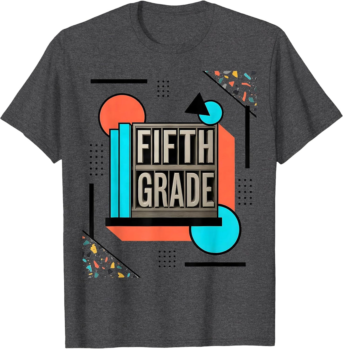 Fifth Grade Retro Teacher Student Back To School T-Shirt - Dark Heather Grey
